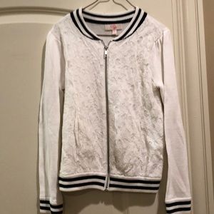 Gianni Bini zip up white and black sweater